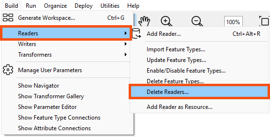 Removing a reader or writer using the menu
